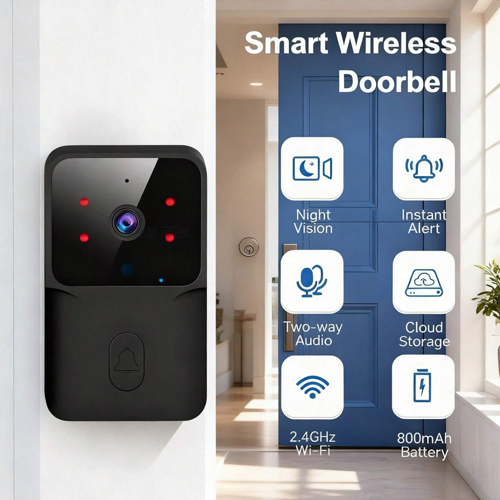 Smart Home Video Doorbell Installation - Smart WiFi Wireless doorbell IR night