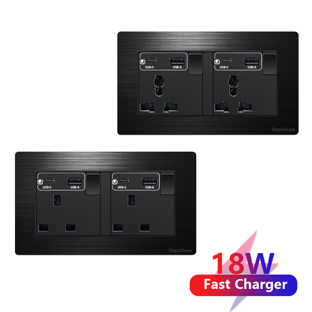 Brushed Aluminum Universal 3pi - Smart Wall Socket recension och pris