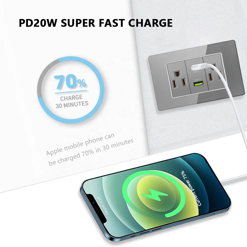 Grey Tempered Glass American U - Smart Wall Socket recension och pris